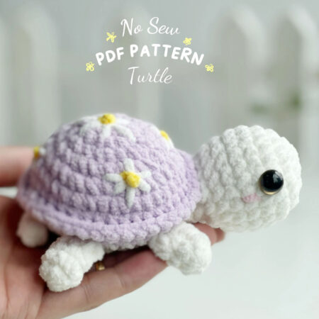 Daisy Purple Turtle No Sew Crochet Pattern, No Sew Amigurumi Crochet Patterns, Crochet Pattern, Plushie Pattern