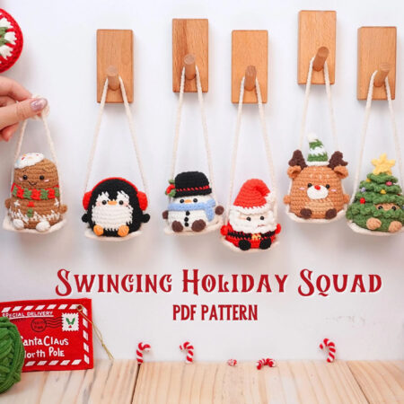 Swinging Holiday Squad Crochet Patterns, Christmas Car Hanging Crochet Pattern, Christmas Holiday Crochet Patterns