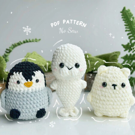 Arctic Animals No Sew Crochet Pattern, No Sew Amigurumi Crochet Patterns, Penguin Crochet Pattern, Seal Crochet Pattern, Polar Bear Pattern