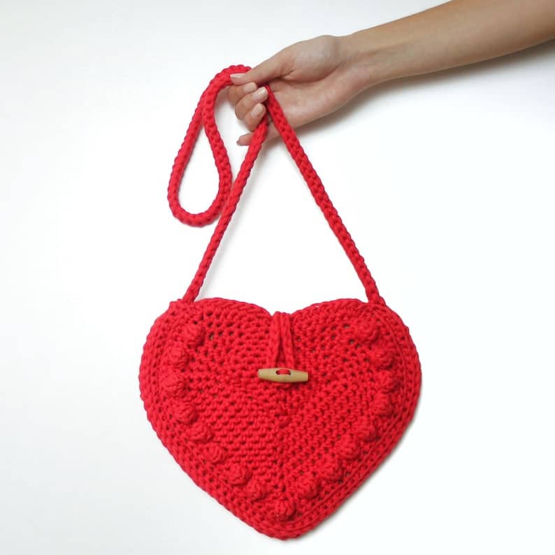 il_794xN.2302192180_aynv Crochet bag pattern-VALENTINA bag-Crochet handbag pattern PDF-Crochet bag-Heart bag-Crochet handbag-Valentine bag-Crochet handmade bag purse - Image 1