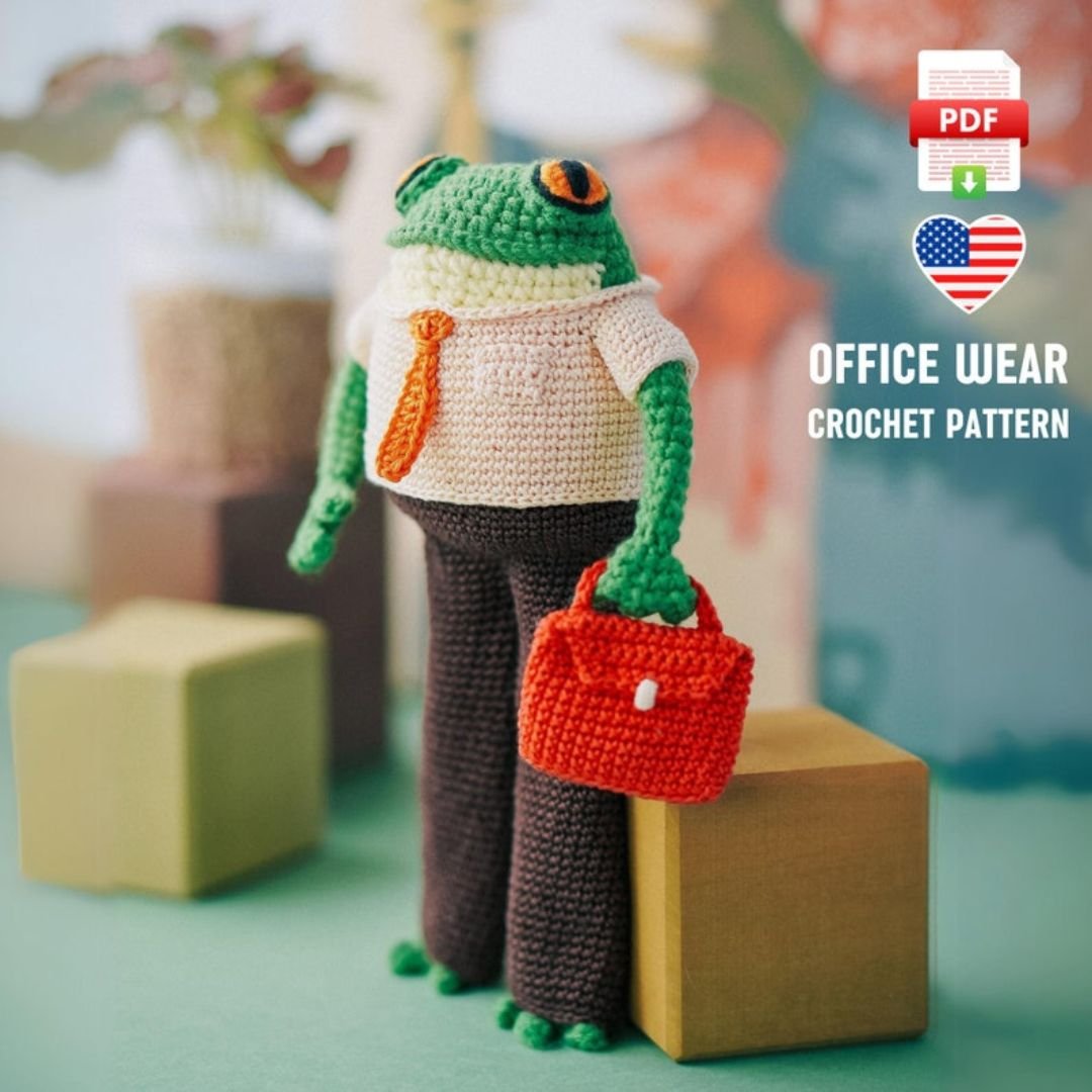1 Office wear for the frog, PDF crochet pattern, business style outfit for the frog, office attire - Image 1