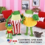 Family Outfit and Kids Crochet Pattern, PDF Amigurumi tutorial, Little Green Frog and Cute Tadpole - Image 6