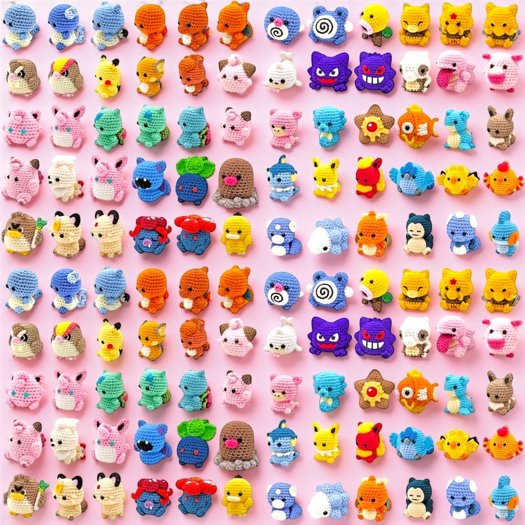 Pattern templete cddopy (1) 62 in 1 Mini Pokemon Crochet PDF - Pikachu, Charmander, Squirtle & Bulbasaur + More - Instant Digital Download - Image 1