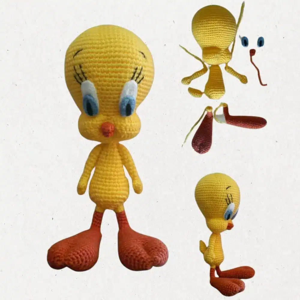 Untitled-design-2025-02-28T170608.486 Tweety Bird Amigurumi Pattern, Yellow bird amigurumi - Image 1