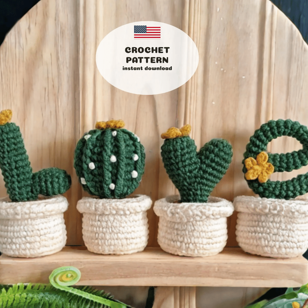 love_cactus_centered_1024 LOVE Cactus Crochet Pattern PDF Tutorial, DIY Cheeky Amigurumi Pincushion, No Sew Flower Pot Home Decor Gift for Crafters - Image 1