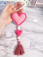 Crochet Heart ornament pattern, Amigurumi keychine, Wall Hanging décor, Valentine decoration - Image 9