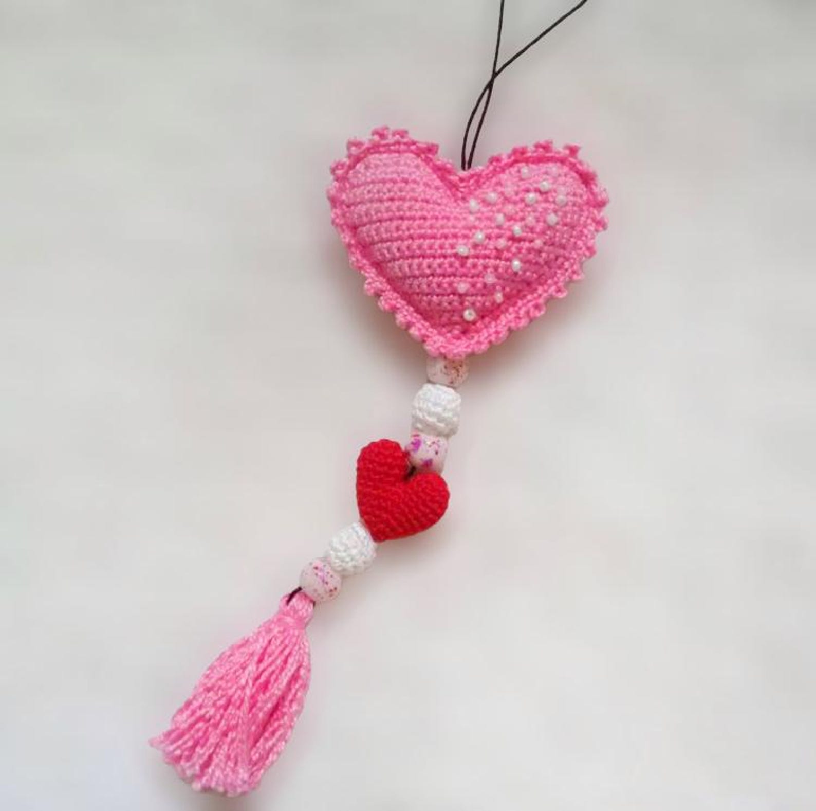 il_1588xN.7609005043_preg Crochet Heart ornament pattern, Amigurumi keychine, Wall Hanging décor, Valentine decoration - Image 1