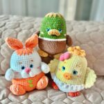 Crochet Easter toys patterns: Amigurumi Bunny, Lamb, Chicken, Duck, Plushies Animals (PDF Pattern)