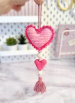 Crochet Heart ornament pattern, Amigurumi keychine, Wall Hanging décor, Valentine decoration - Image 6