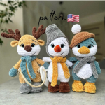 3in1 Christmas Crochet Plush Toy Pattern: Deer, Snowman, Penguin (PDF Pattern)