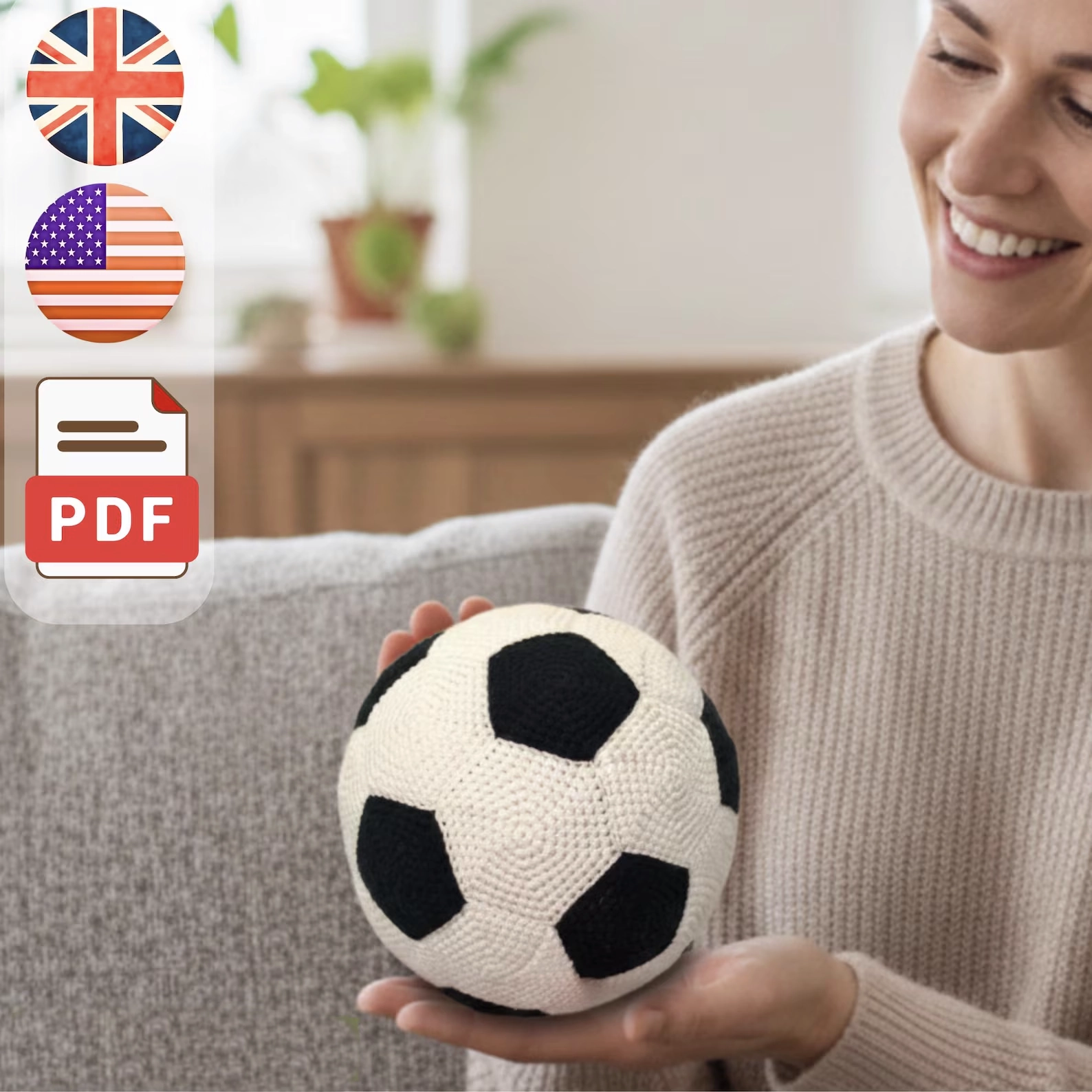 il_1588xN.7688591051_a72a copy CROCHET PATTERN: Amigurumi Football / Soccer Ball Plus Two Extra Toy Balls, Crochet Pattern For Football Lovers, Soccer Ball Crochet Pattern - Image 1